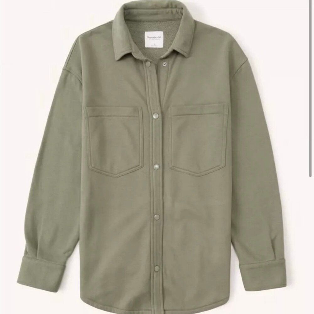 Abercrombie & Fitch Soft A&F Collection Olive Green Fleece Shirt Jacket XS